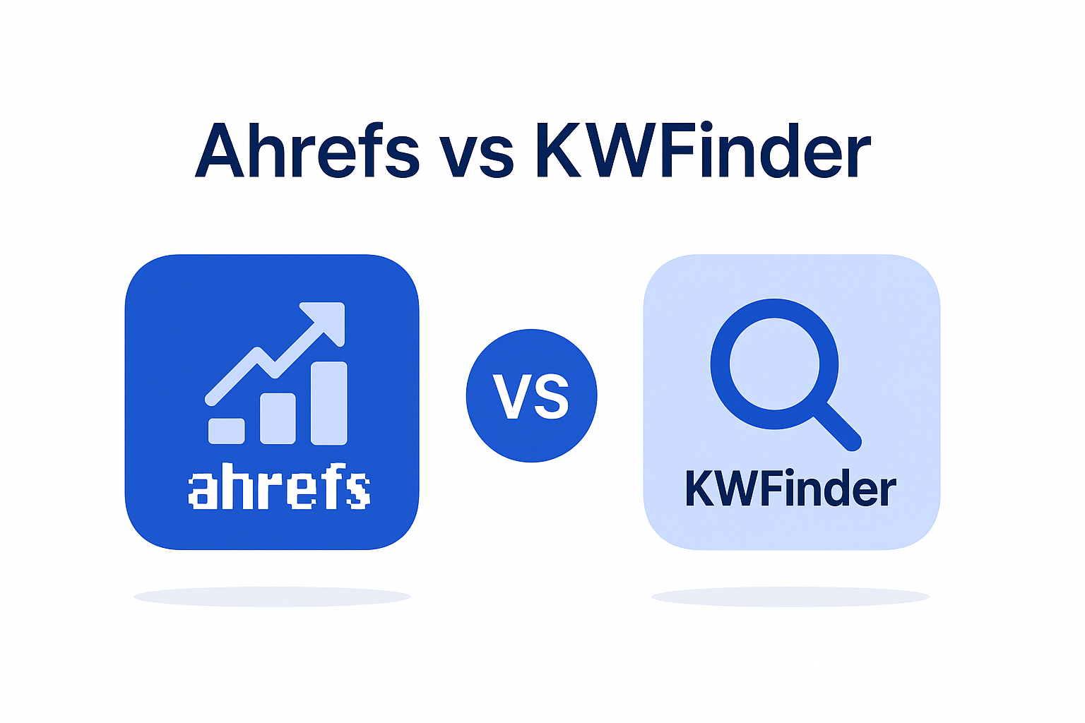 Infographic comparing Ahrefs (all-in-one suite and backlinks), KWFinder (focused keyword research) and ChatSEO (AI on your real Search Console data)