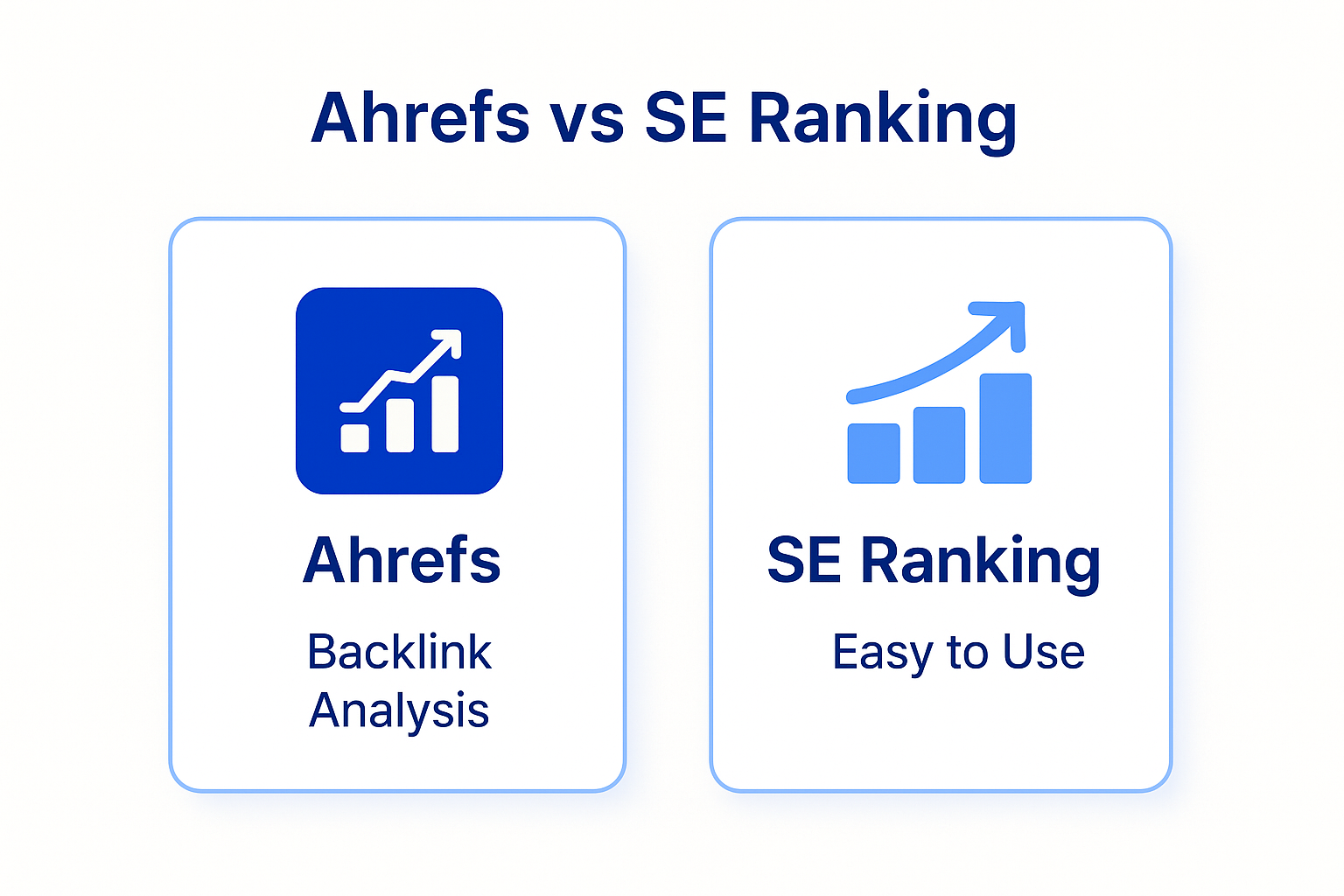 Infographic comparing Ahrefs (backlinks and massive data), SE Ranking (all-in-one suite with great value) and ChatSEO (AI on your real Search Console data)