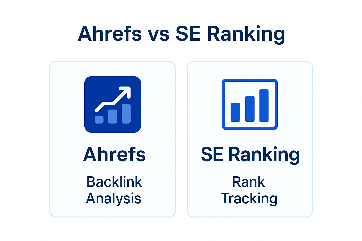 Infographie comparant Ahrefs (backlinks et données massives), SE Ranking (suite tout-en-un au bon rapport qualité-prix) et ChatSEO (IA sur vos vraies données Search Console)