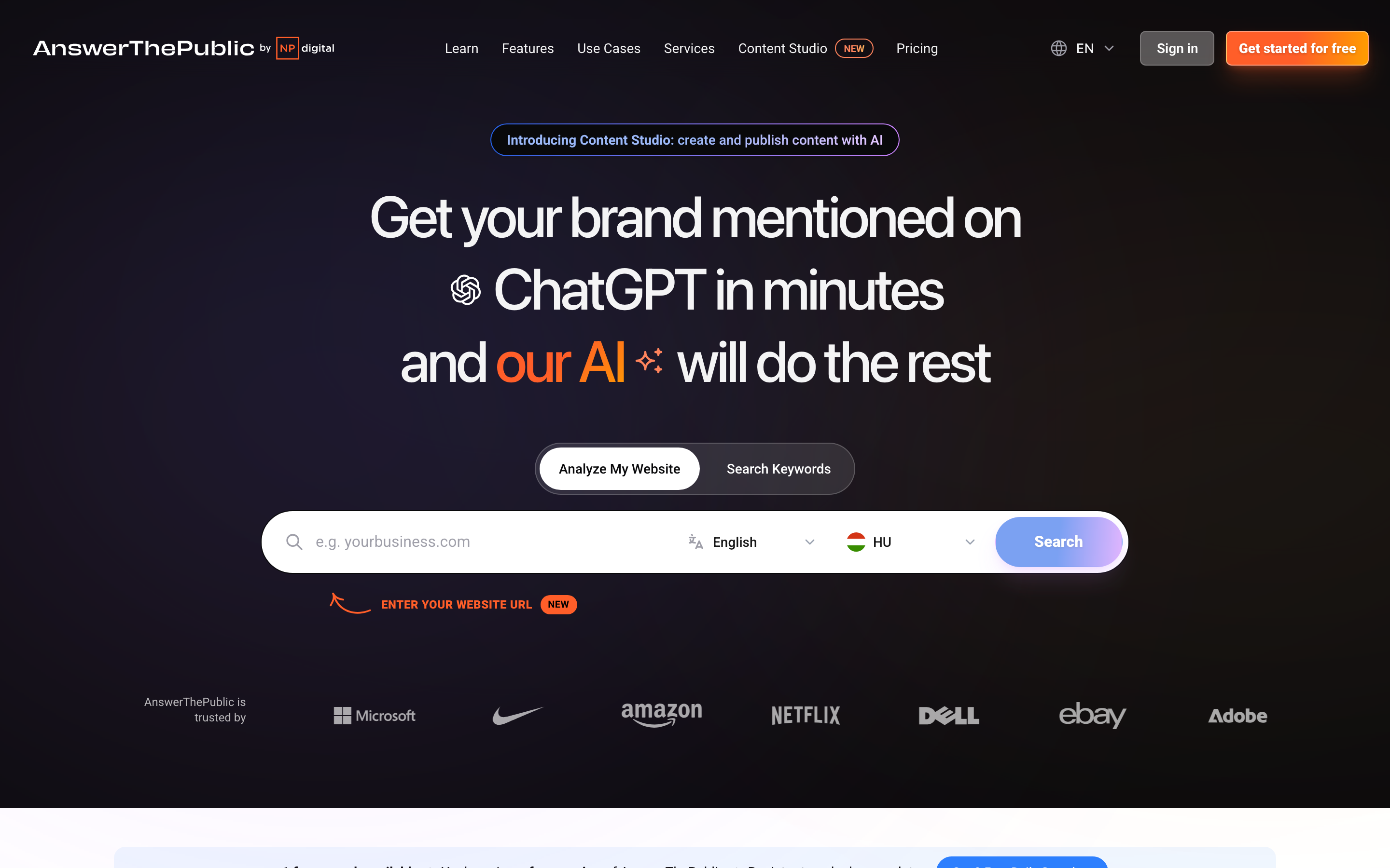 AnswerThePublic homepage