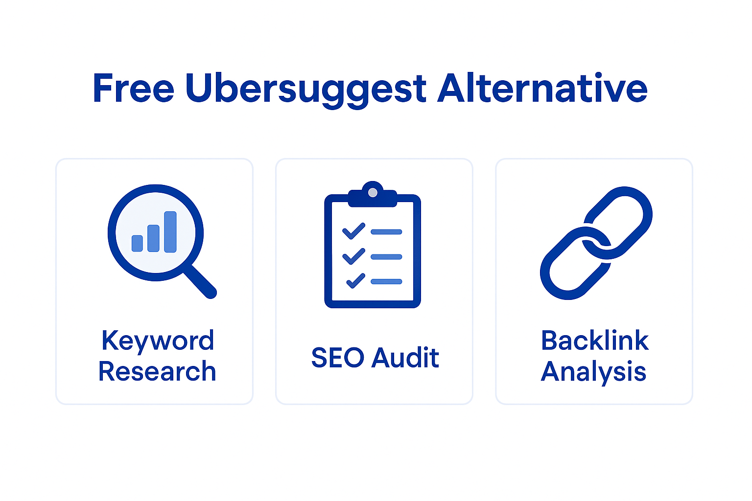 Infographic comparing free Ubersuggest alternatives: Google Search Console, Ahrefs Webmaster Tools and ChatSEO