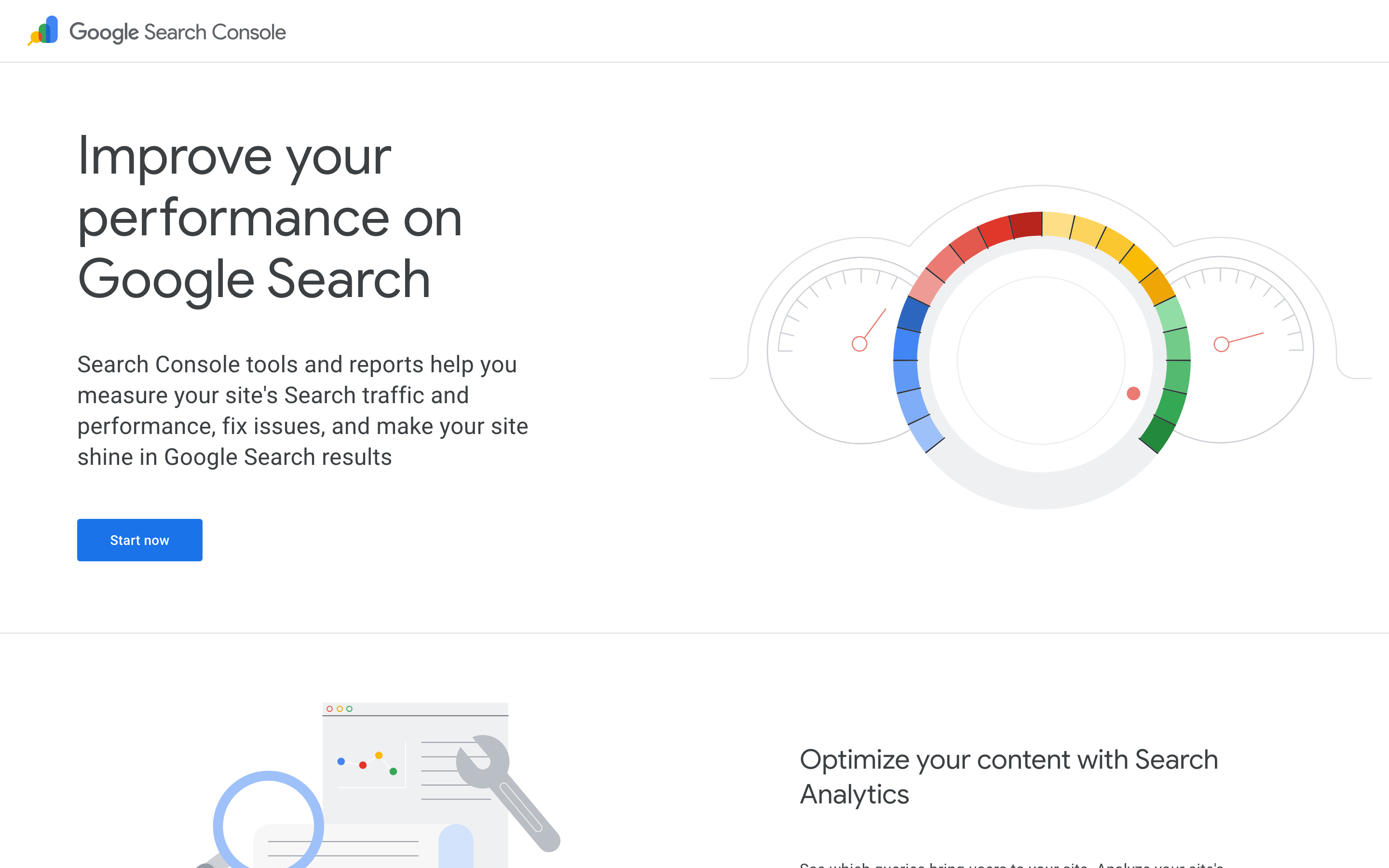 Google Search Console homepage