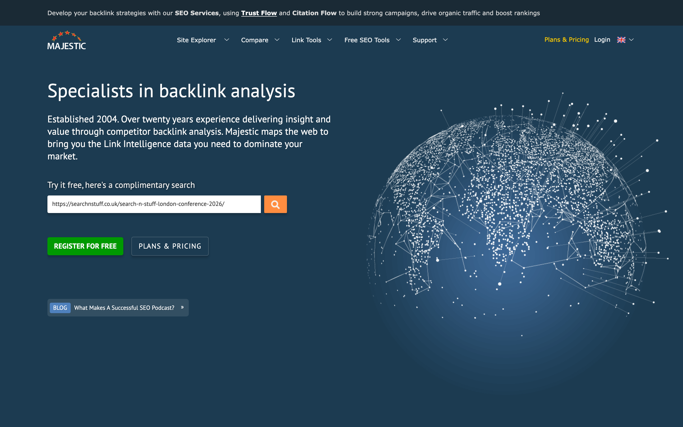 Majestic homepage
