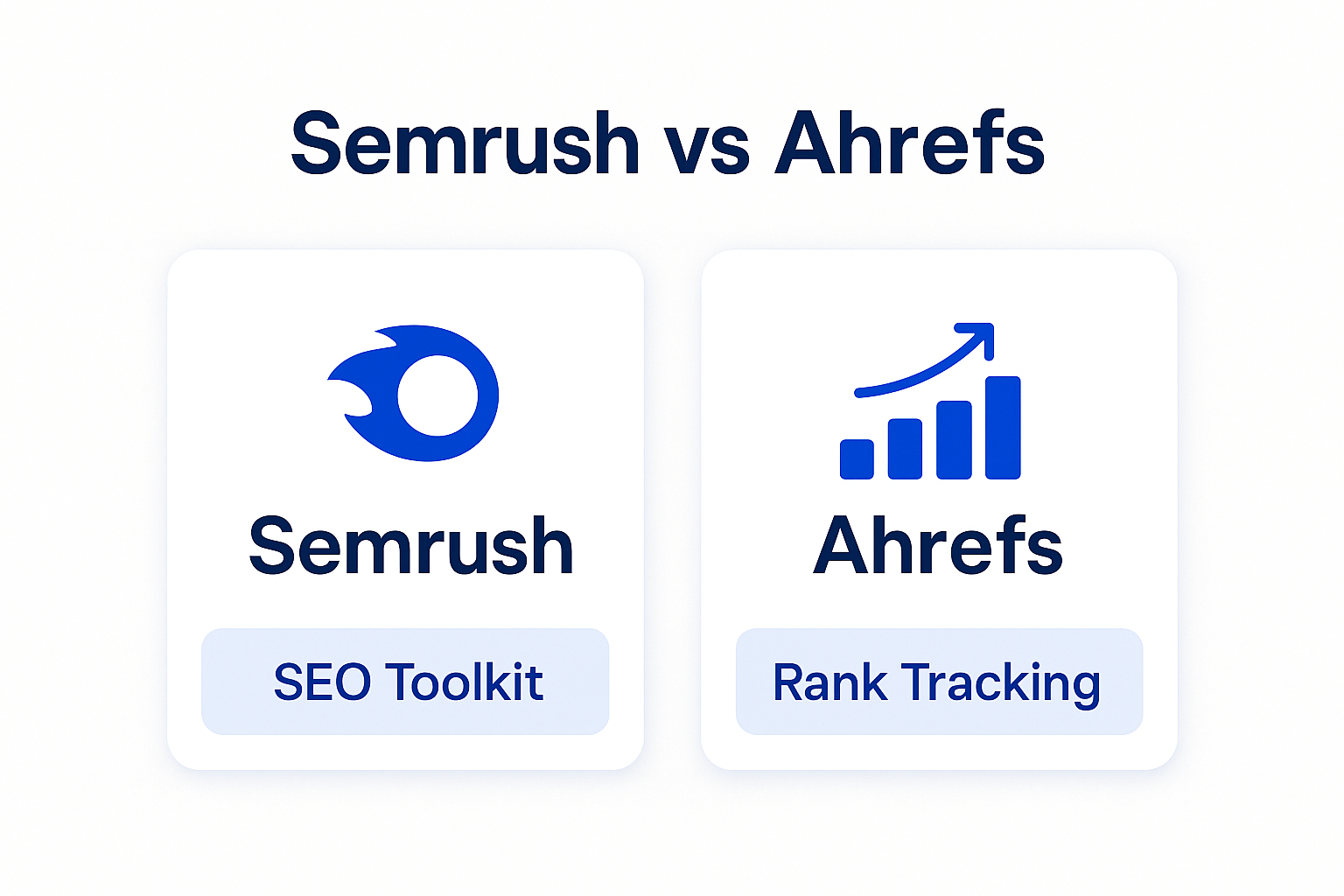 Infographic comparing Semrush (all-in-one marketing platform), Ahrefs (backlinks and multi-engine exploration) and ChatSEO (AI on your real Search Console data)