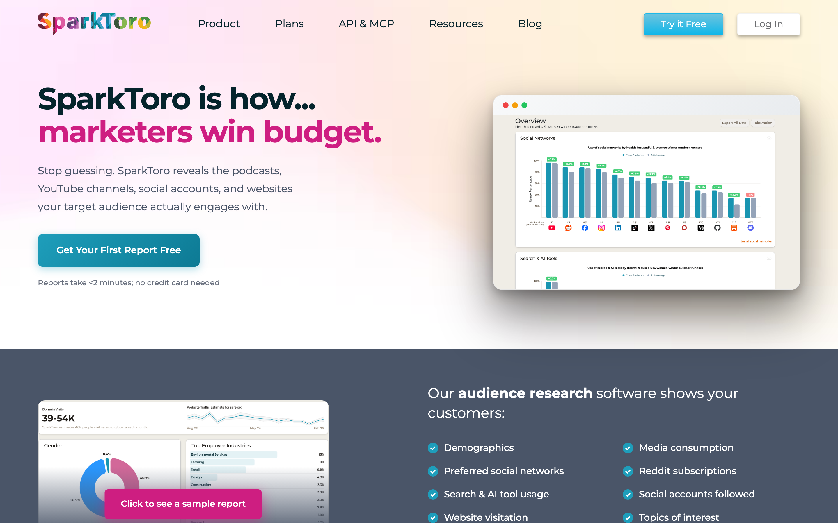 SparkToro homepage